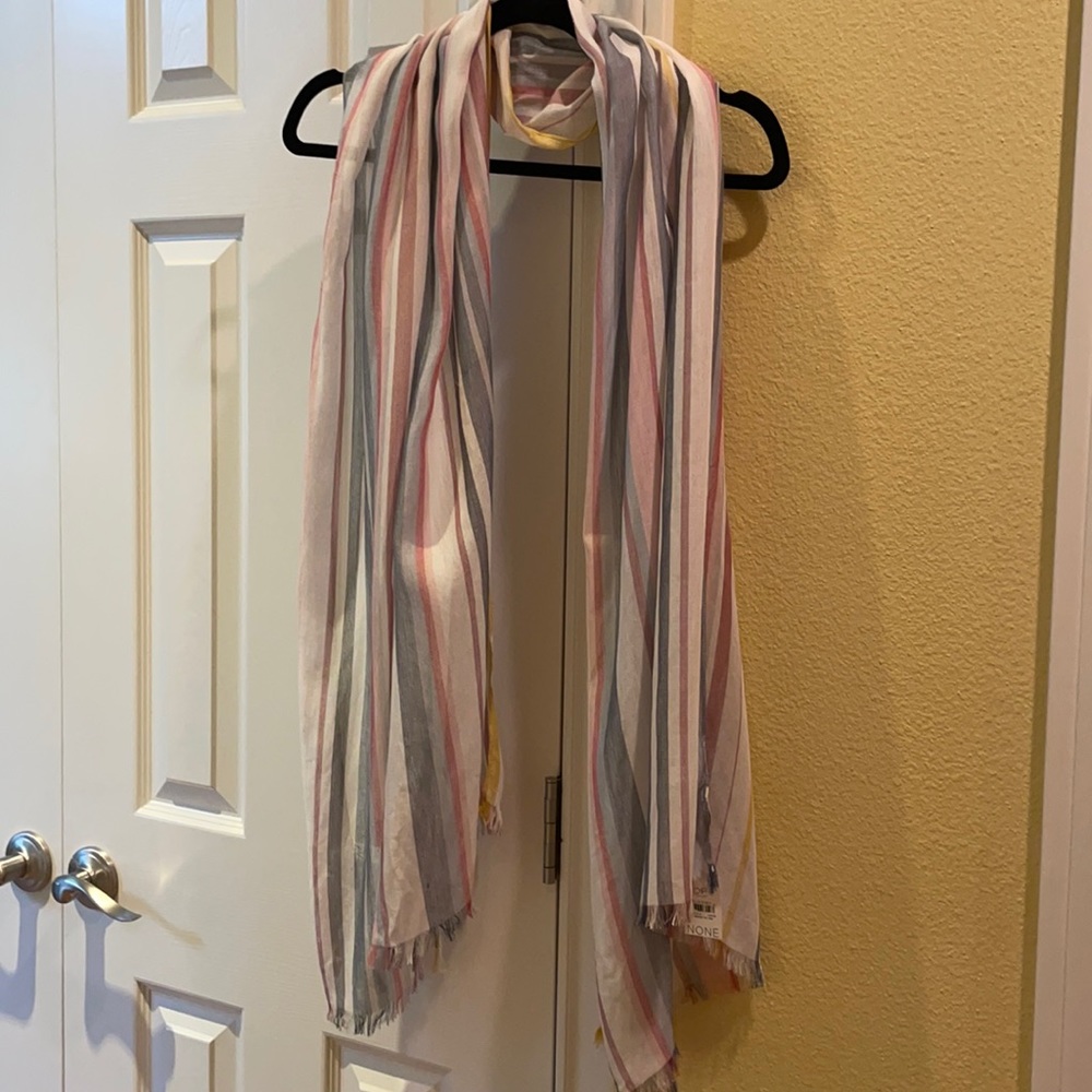 Loft Lightweight Pink, Blue & Yellow Scarf (NWT)